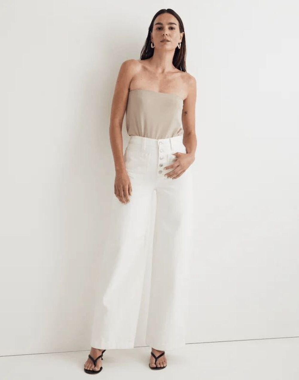 Madewell Tile White Wash Rigid Denim Super Wide-Leg Jeans Women's Size 29